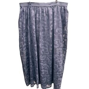 Lane Bryant Blue Lace Midi Skirt Women's Size 18/20 Plus Sheer Overlay Lined
